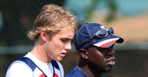 Parting of ways: Gibson (right) has overseen development of players like Broad