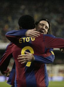 Samuel Etoo Lionel Messi Barcelona