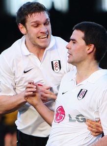 Moritz Volz David Healy celeb Fulham v Bristol Rovers