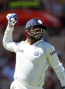 India Virender Sehwag celebrating a ton at Adelaide Oval