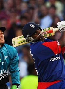 England v New Zealand Dimitri Mascarenhas hitting a six off Jeetan Patel