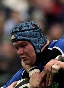 Bath Matt Stevens tackled by a Bristol player
