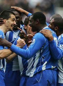 Emile Heskey Wigan goal v Bolton celebrate