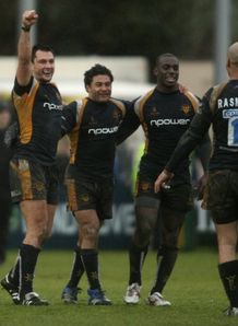 Worcester celebrate beating Gloucester in the league Worcester celebrate beating Gloucester in the league