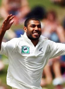 Jeetan Patel New Zealand celebrating wicket of Michael Vaughan