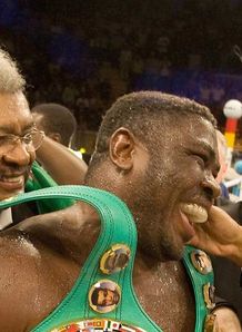 samuel peter after beating oleg maskaev to take WBC heavyweight title 8/3/2008