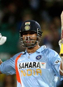 Sachin Tendulkar India v Australia CB Series 1st final (moment of triumph) Feb 08