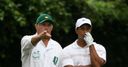 Williams, cap on, with Woods