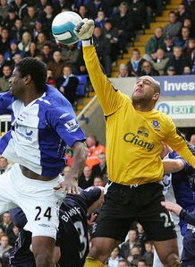 Radhi Jaidi and Tim Howard Birmingham v Everton
