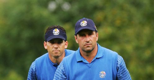 Garcia (left) and Olazabal in Ryder Cup action Garcia (left) and Olazabal in Ryder Cup action