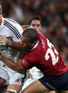 Brad Thorn makes a bust against the Reds Brad Thorn makes a bust against the Reds
