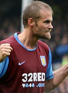 Olof Mellberg celeb Everton v Aston Villa
