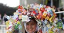 Maria Hormann has a rubbish hat for day five.