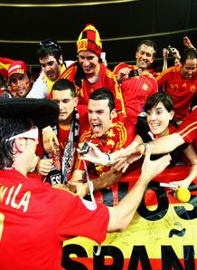Spain fans: Celebrating with Joan Capdevila Spain fans: Celebrating with Joan Capdevila