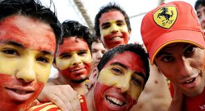 Spanish fans gather before the big kick-off.