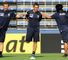 Italian strikers Cassano (left) and Del Piero do some stretching.