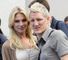 Bastian Schweinsteiger and Sarah Brandner arrive at training for Euro 2008