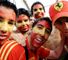 Spanish fans gather before the big kick-off.