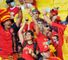 The first brush stroke of the unmistakable red and yellow of Spain steadily coats the Ernst Happel stadium prior to kick-off