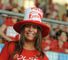 Go on: A Polish fan gets ready for the game.