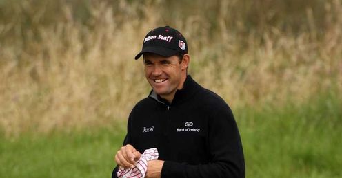 Harrington applies an ice pack