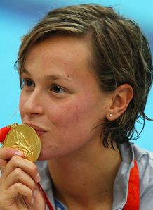 Pellegrini: Celebrates her gold.