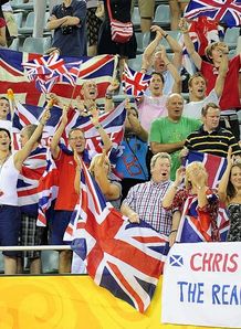 Chris Hoy Fans Team GB Beijing Olympics Cycling Sprint Day 11