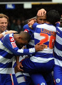 Fitz Hall mobbed QPR v Barnsley