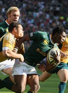 Jongi Nokwe South Africa scoring against Australia