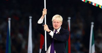 Boris Johnson carries Olympics flag