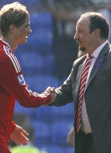 Everton v Liverpool Fernando Torres Rafael Benitez pa