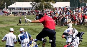 At the 2008 Ryder Cup Boo Weekley entertains the crowds in Louisville with his take on the Kentucky derby.