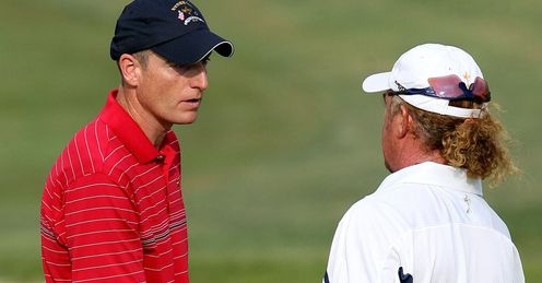 Furyk consoles Jimenez on 17th green