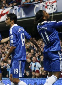 Didier Drogba throws v Burnley