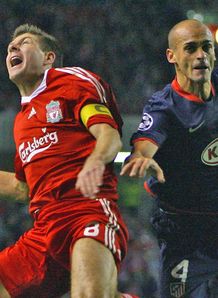 Steven Gerrard Mariano Pernia penalty decision Liverpool v Atletico Madrid Champions League