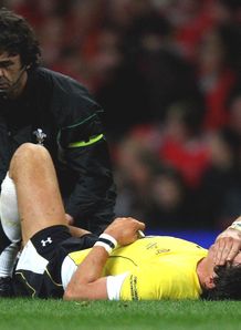 James Hook injured Wales v Canada 2008