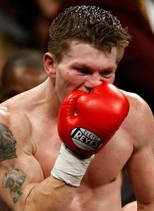 Ricky Hatton after victory over Paulie Malignaggi gumshield