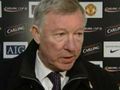 Sir Alex Ferguson speaks after the Carling Cup quarter-final match between Man Utd and Blackburn