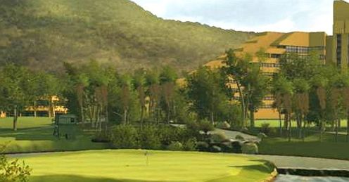 Sun City's most famous hole - the 9th at Gary Player CC