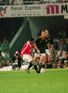 Dropping in: Guscott lands the winning drop goal in the second Test