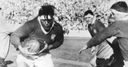 On the charge: Mike Campbell-Lamerton in action against Australia on the 1966 tour