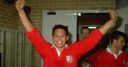 Tour triumph: Rory Underwood celebrates the Lions' win in Australia