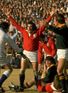 Bok-beaters: Gareth Edwards celebrates a Lions try