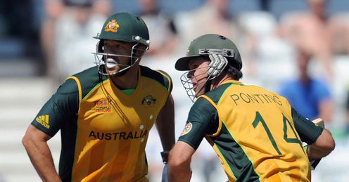 Collision course: Ricky Ponting (right) says Symonds' absence will upset the side's balance