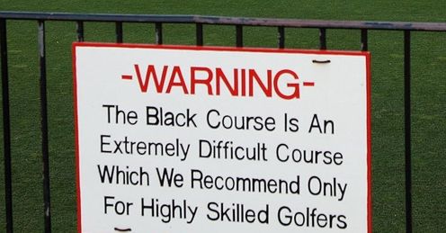 The warning at the first tee.