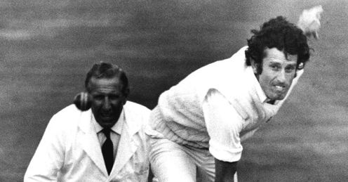 No slouch: John Snow sends down a missile in the 1975 Ashes