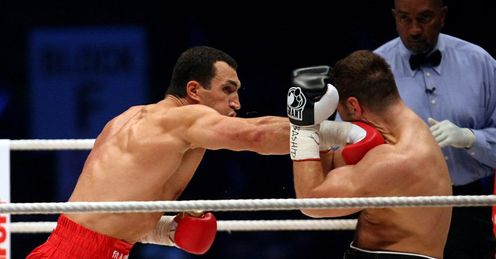 Dishing it out: Klitschko showed against Chagaev he can do more than just defend