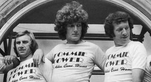 John Lever (L), Bob Willis and Graham Roope (R) strike a pose ahead of the fifth Test of the 1977 series