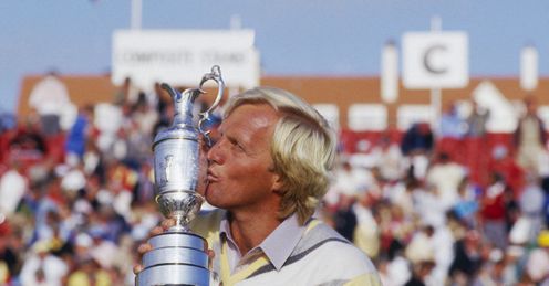 Norman kisses the Claret Jug after his win at Turnberry in 1986 Norman kisses the Claret Jug after his win at Turnberry in 1986