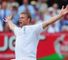 Flintoff celebrates his five-wicket haul at Lord's